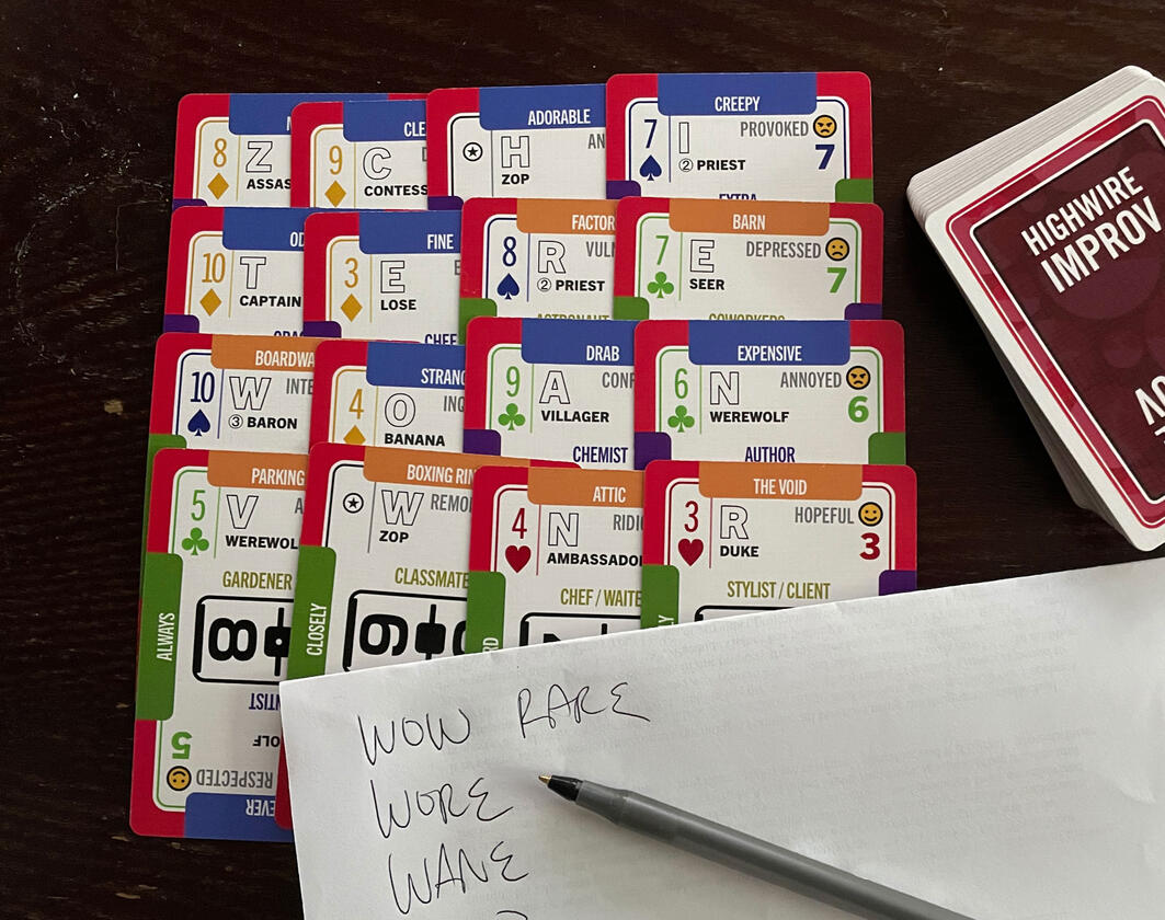 Playing a word game with the Highwire Deck